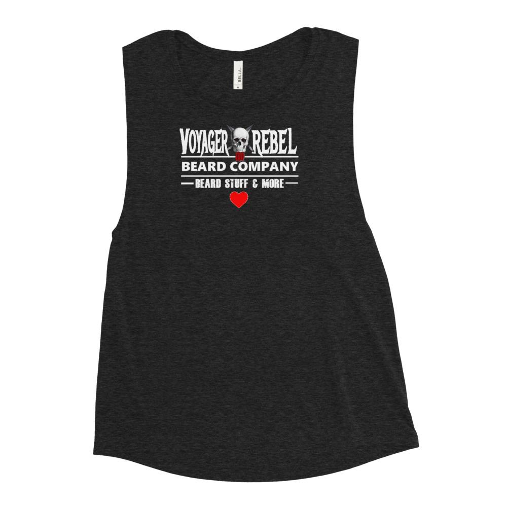 VOYAGER REBEL BEARD CO. LADIES' MUSCLE TANK - HEART SHIRT! Voyager Rebel Beard Company S 